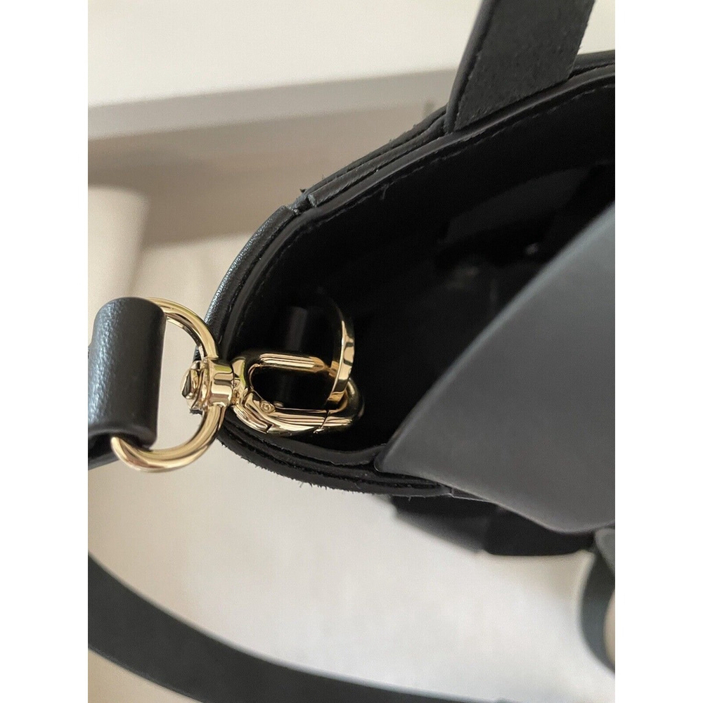 NWT J.Crew Purse Black Leather and Suede Woven Bucket Handbag Crossbody - Picture 8 of 10
